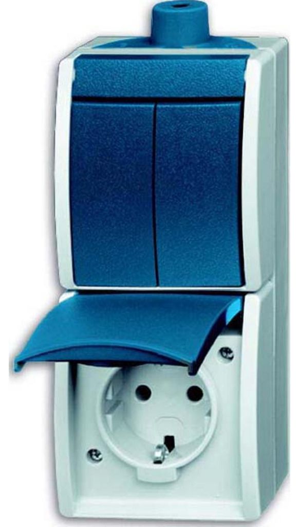 Busch-Jaeger 2601/5/20EW-53-503, CEE 7/3, 2P+E, Blau, Weiß, Produktbild 