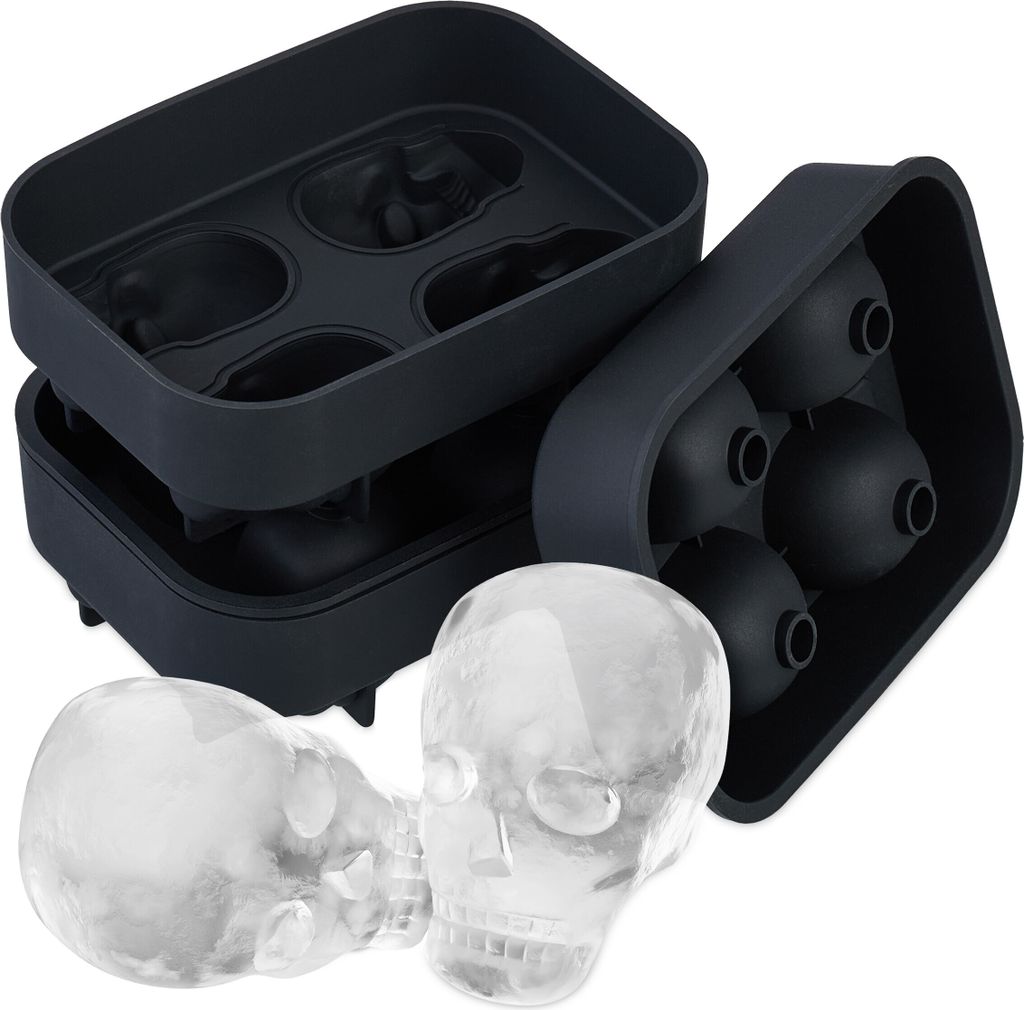Relaxdays Totenkopf Eiswürfelform, 2er Set, Silikon, Produktbild 