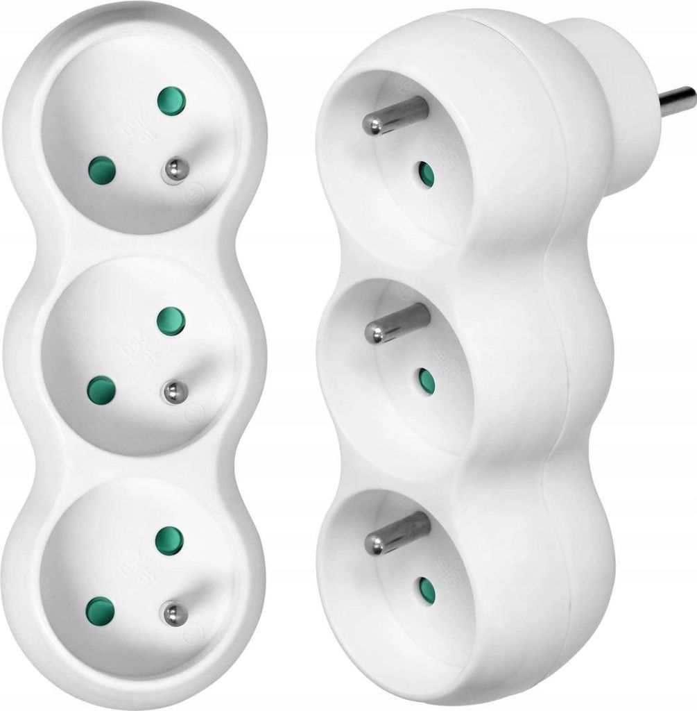 ORNO, stekkerdoos "Schneemann" - 3-voudig - wit - met Productafbeelding 
