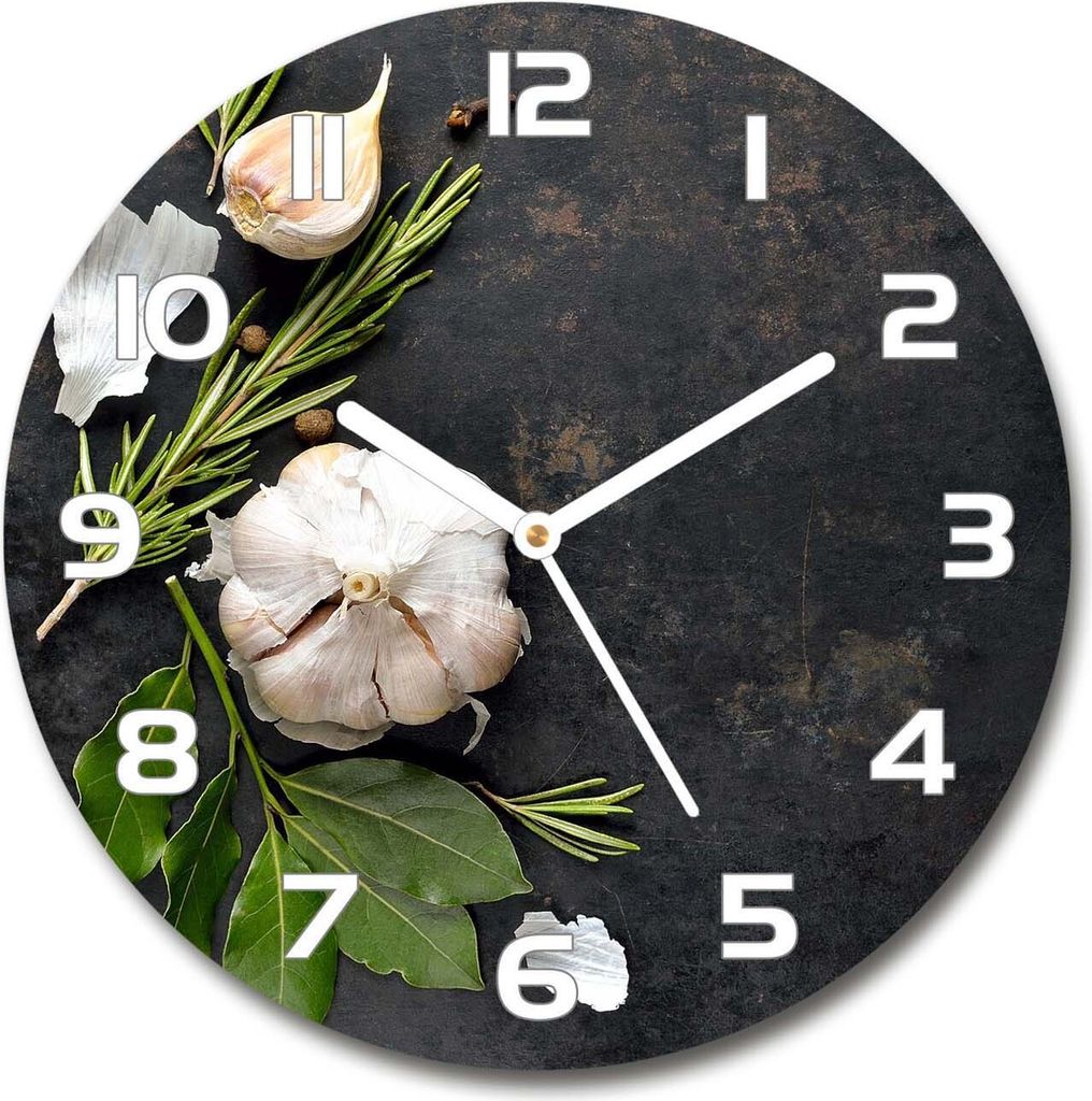 Wanduhr aus Glas 30fi Glasbild Glasuhr Gehärtetes Glas - weisse-zeiger - Garlic