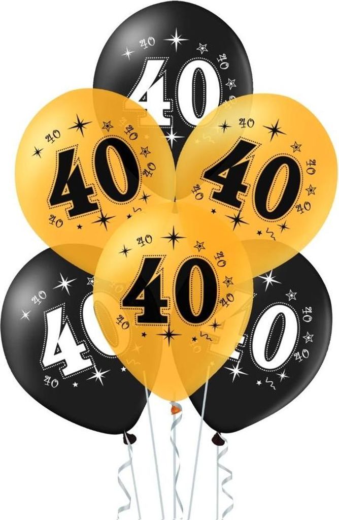 Zestaw balonów na 40 urodziny, czarno-złote, 30cm, 10szt. Zdjęcie produktu 