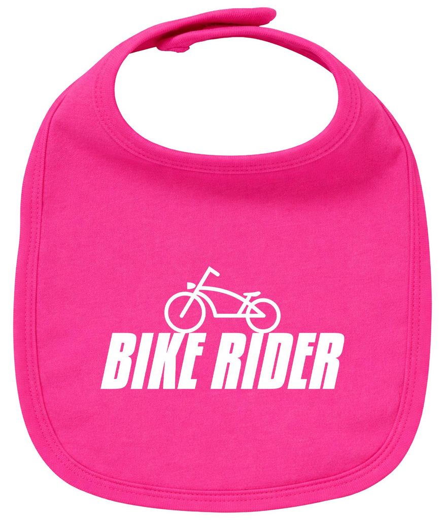 Huuraa Baby Lätzchen Bike Rider Fahrrad Cherry Pink Klettverschluss Baumwolle Latz Geschenkidee