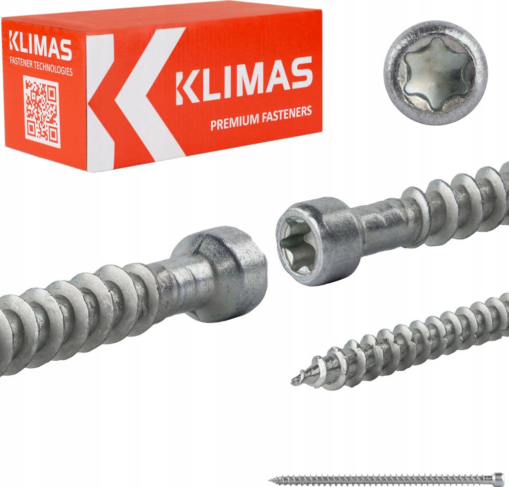 Klimas WKFC Vollgewinde-Konstruktionsschrauben Zylinderkopf Weiß 8x140 mm 50 Stk