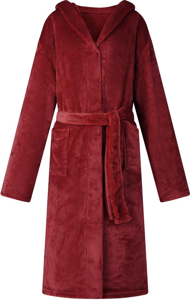 "Schlussverkauf" Bademantel Hoodie (1 PC) - Extra-warme - Bordeauxrot XL Flanell C8842