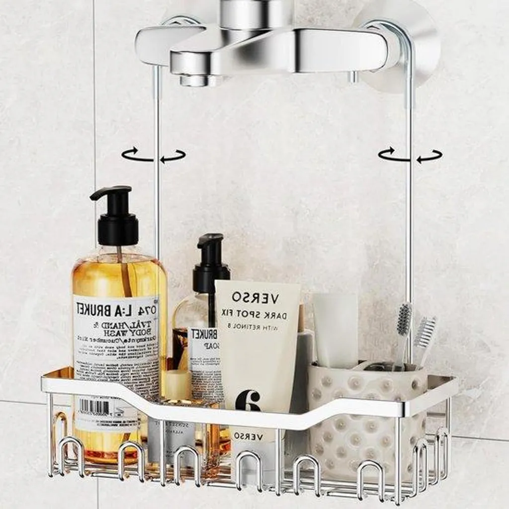 Serviteur de douche inox argent sans perçage pour salle de bain 30cm