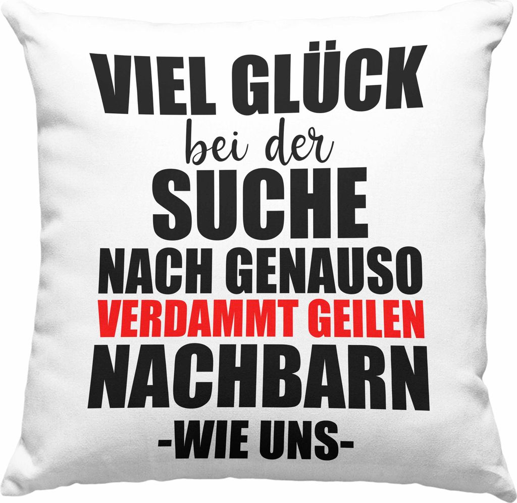 Trendation - Trendation - Nachbarn Abschied Geschenk Deko-Kissen mit Füllung 40x40 Abschiedsgeschenk Nachbarin Nachbar Bester Nachbar (Rosa)