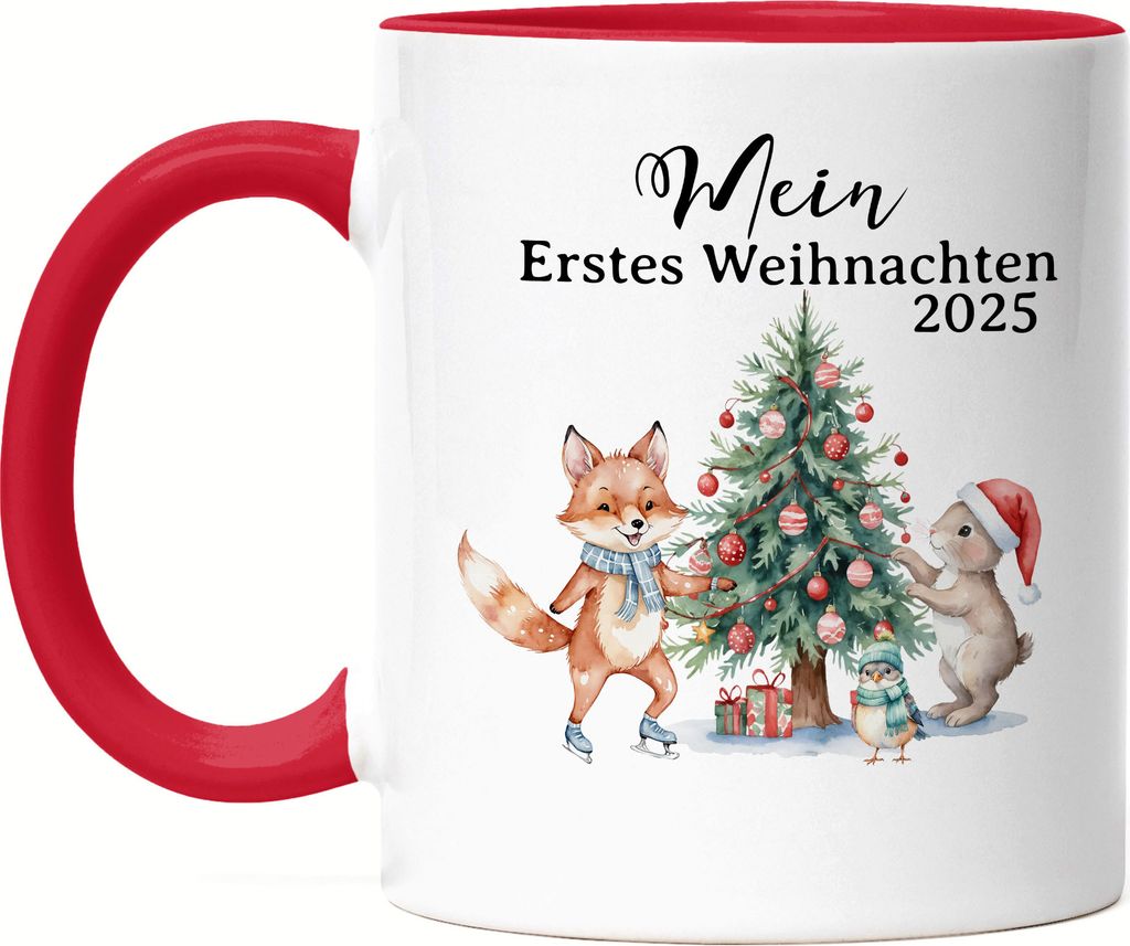 Mein Erstes Weihnachten 2025 Tasse Rot Süßes Design für Babys und Kinder zur Weihnachtszeit