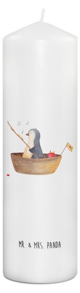 Mr. & Mrs. Panda Kerze Pinguin Angelboot 29 x 8 cm XL - Weiß - Geschenk, Blockkerze, Wachskerze, Trennung, Stumpenkerze, Scheidung, Erinnerungslic...