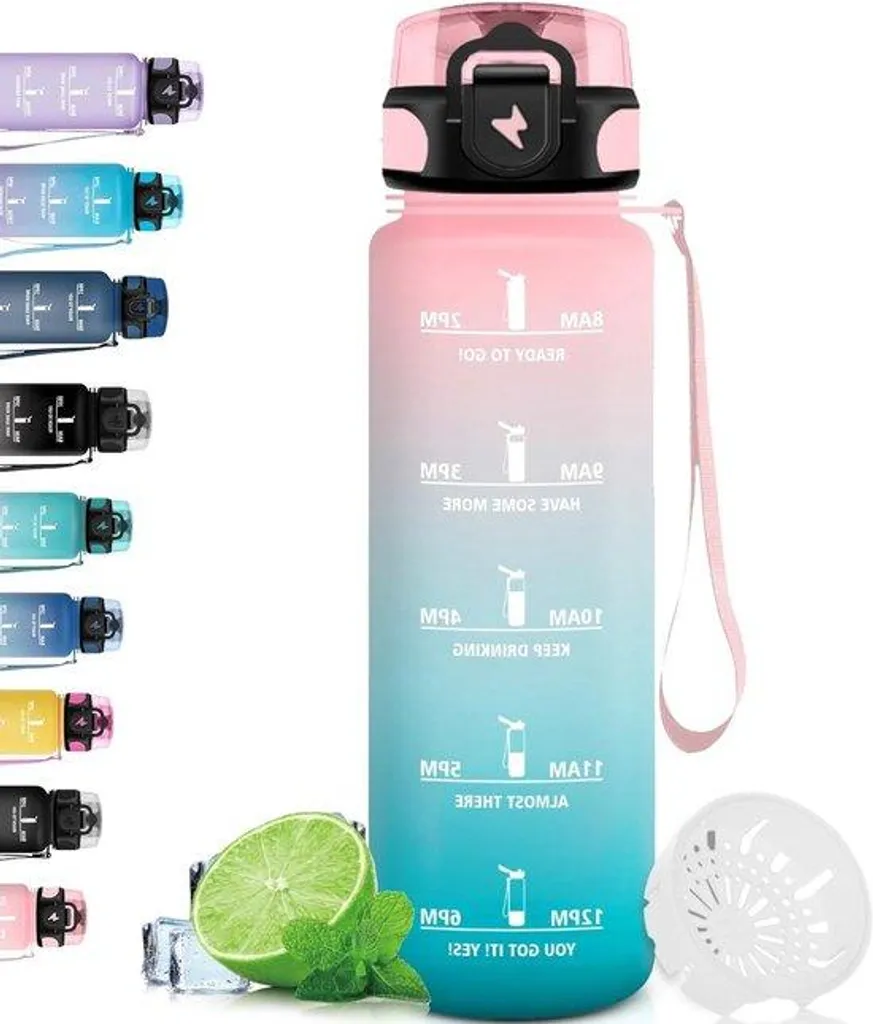 Bouteille d'eau gazeuse 1 litre pour cyclisme et fitness avec filtre