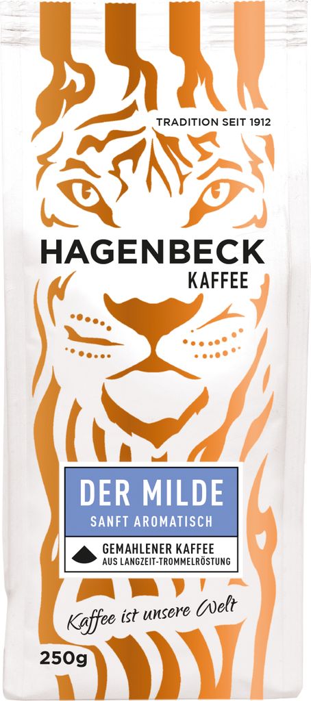 HAGENBECK - Kaffee - Der Milde - Röstkaffee - Kaffeebohnen gemahlen - 250g - 100% Arabica - MILD - SÄUREARM - AUSGEWOGNES AROMA