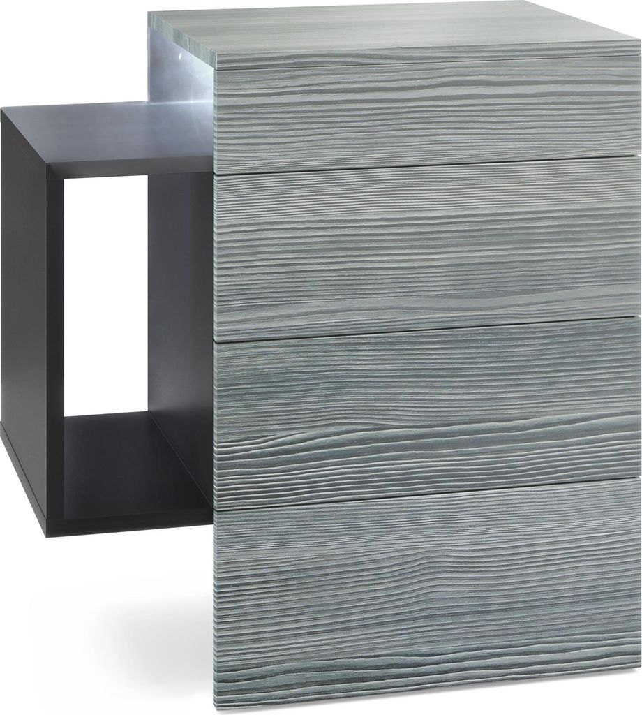 Vladon Nachttisch Queens, Germany, Nachttischschrank mit 2 Schubladen und 1 seitlichem Fach zur Wandmontage, Schwarz matt/Avola-Anthrazit, inkl. LE...