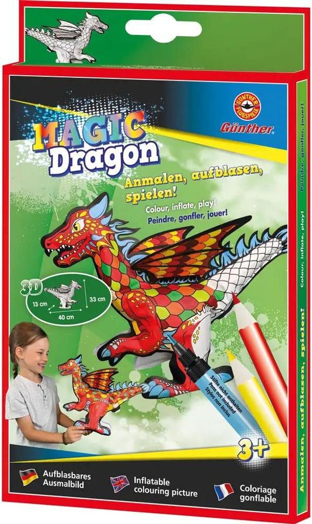 Ausmalbild Magic Dragon aufblasbar