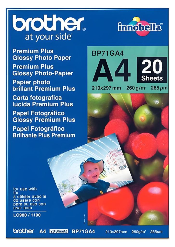 Brother BP71GA4 Premium Plus Glossy Photo Paper, 297 x 210 Produktbild 