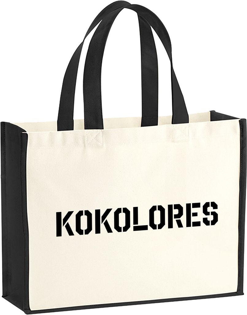 Huuraa Jutetasche Kokolores Schriftzug 21 Liter Black Jute und Baumwolle Einkaufstasche Geschenkidee