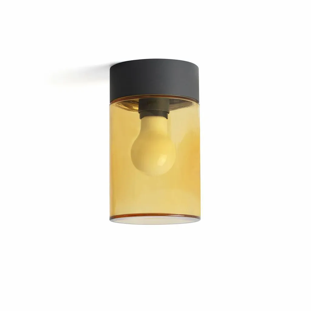 Plafonnier design en verre brun et métal gris foncé KILA haute qualité