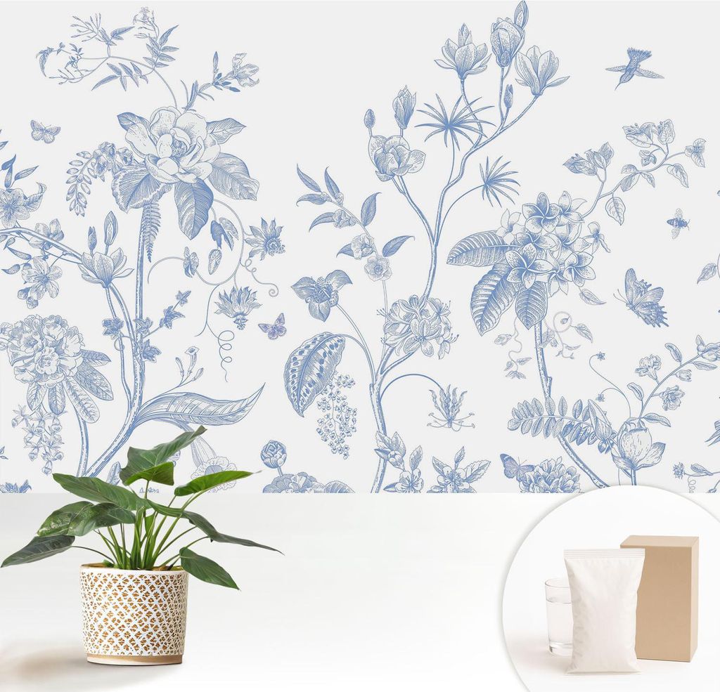 Fototapete - 152x104 cm - Tapete - Wandtapete - Wandbilder - Dekofolie - Tapete Folie - Wand - Dekoration - Wohnzimmer - Blumenmuster