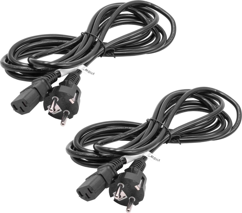 vhbw 2x Netzkabel Schutzkontaktstecker für Kaltgeräte z.B. PC Monitor Computer Drucker - C13 Buchse, 3 m