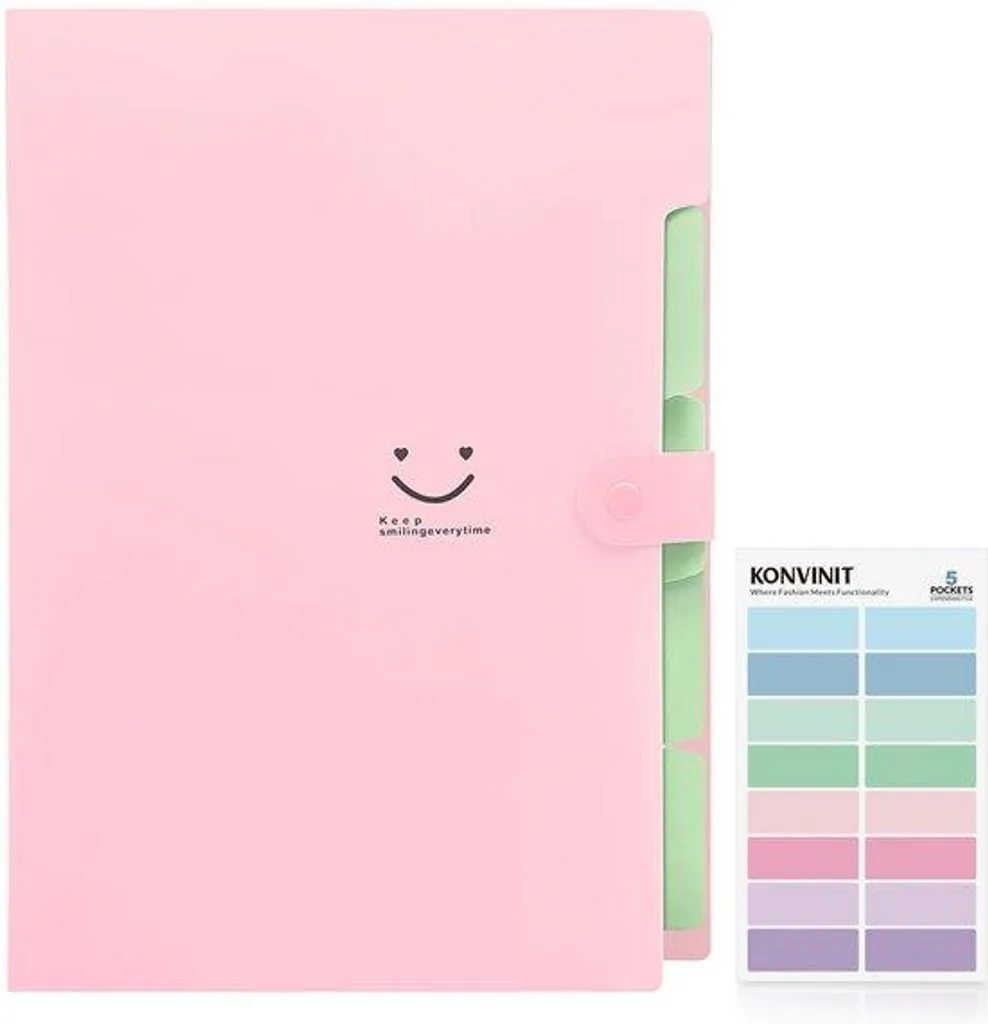 Trieur A4 rose anti-pliure, 4 compartiments pour organiser vos fiches