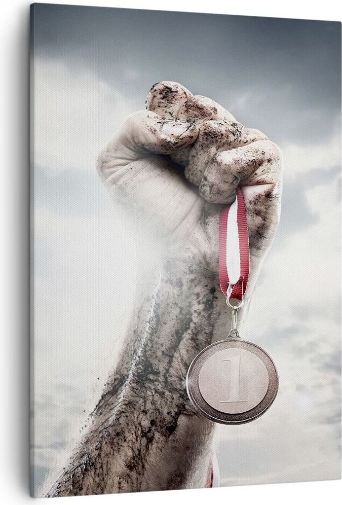 Bild auf Leinwand - Leinwandbild - Einteilig - Sport Medaille Sieg Trophäe - 50x70cm - Wand Bild - Wanddeko - Wandbilder - Leinwanddruck - Wanddek...