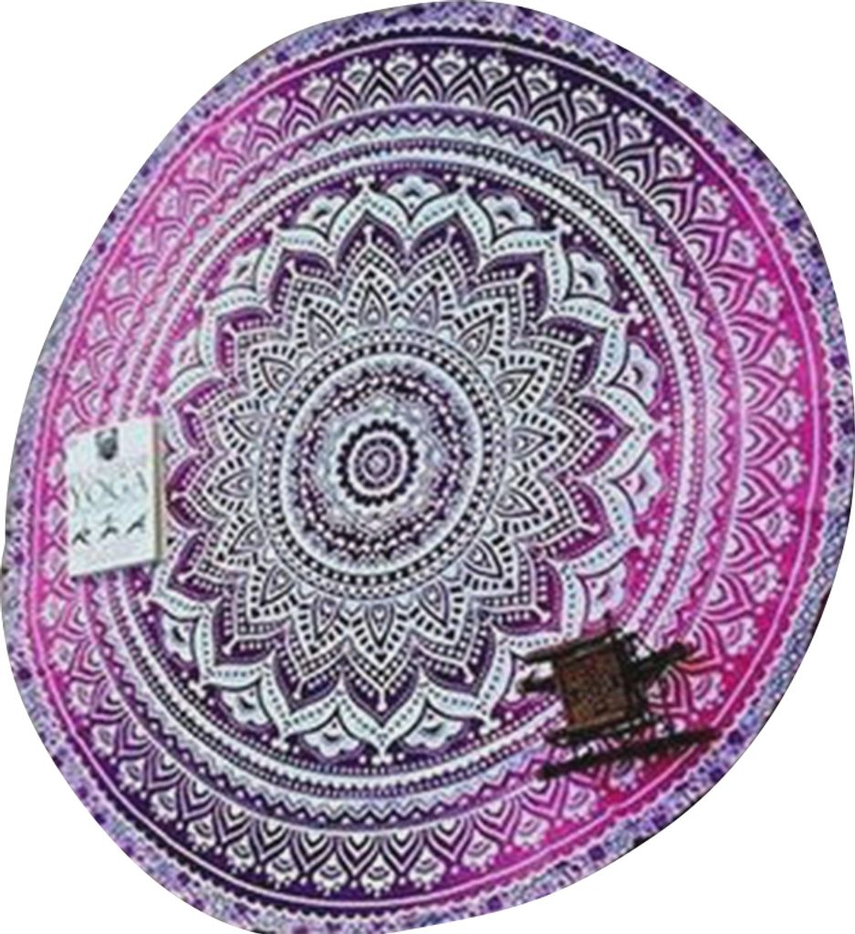 Vintage Round Chiffon Anti-Sunlight SHAWL Beach Handtuch Outdoor Yoga Picknick Matte-9#