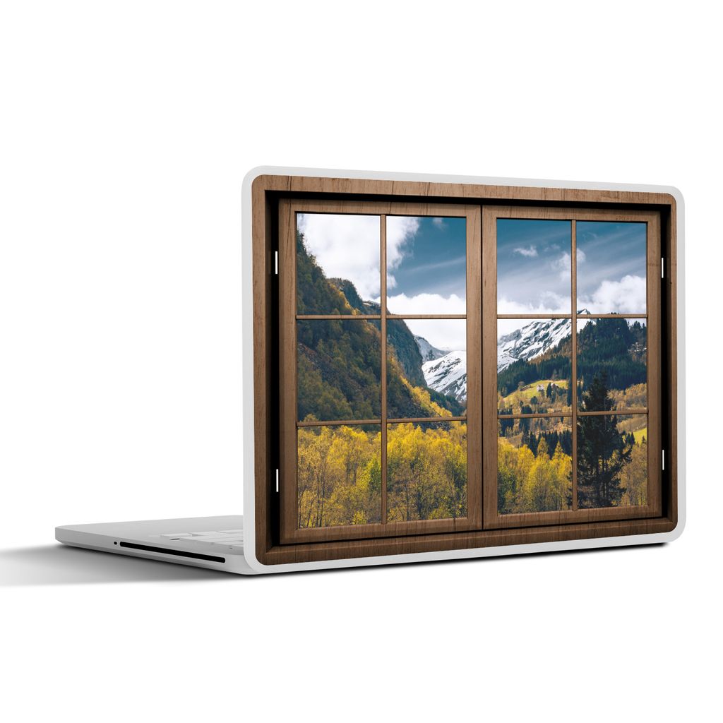 MuchoWow Laptop Aufkleber Sticker Cover Aussicht - Schnee - Berg 30x21 cm - Sticker für Laptop - Selbstklebend