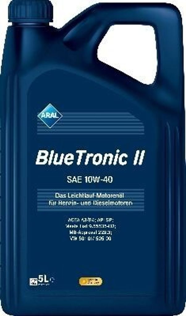 5 Liter ARAL 10W-40 BlueTronic II Fiat 9.55535-D2 MB 229.3 VW 501 01 VW 505 00