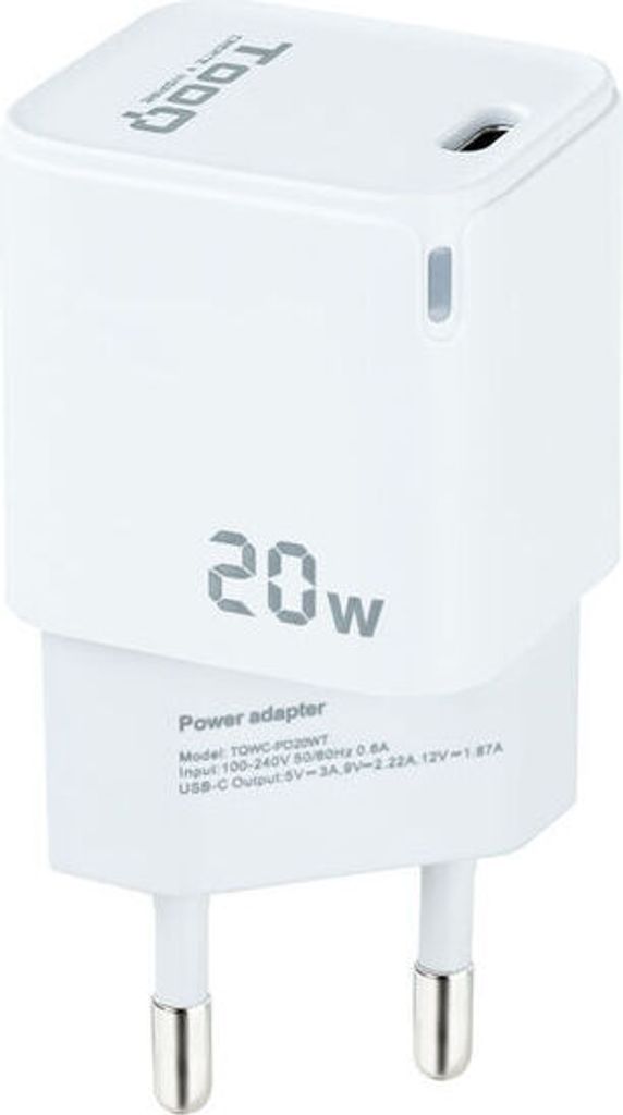 TooQ TQWC-PD20WT Wall Charger / 1xUSB Type-C / 20W / White