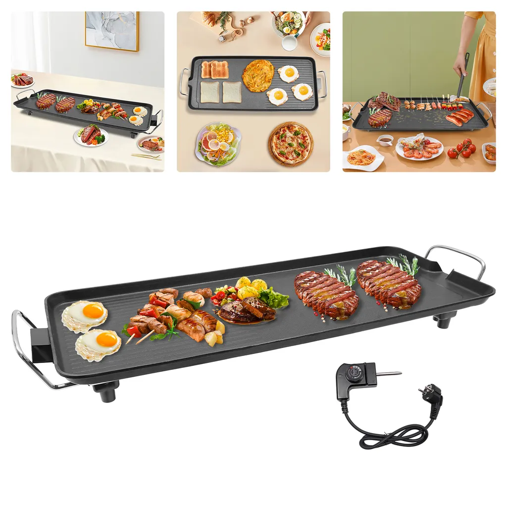 Gril Électrique de Table et Camping avec Grande Grille Amovible Inox