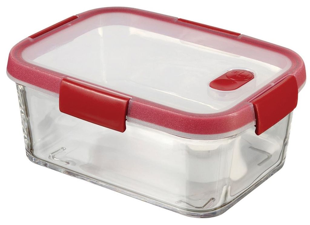 Curver | Vorratsbehälter - Lunchbox - 1,1 l - transparent und rot - Küchenbehälter - Praktisch - Aufbewahrungsbox