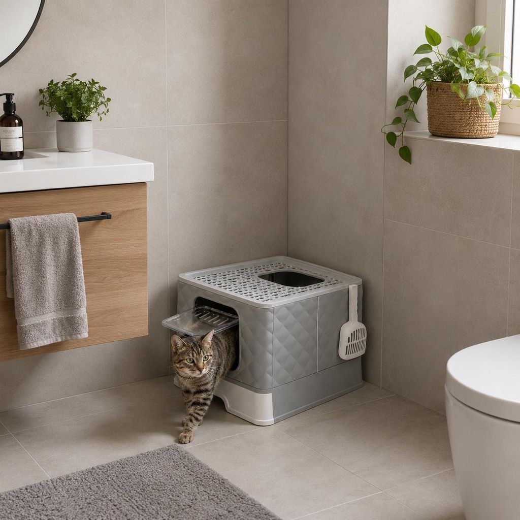 belviona Katzentoilette faltbar, Katzenklo mit Schublade & Produktbild 