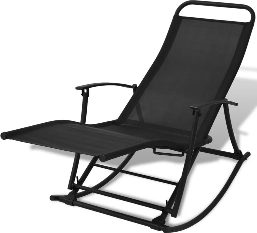Chaise à bascule de jardin pliable noire en acier - Robuste et gain de place