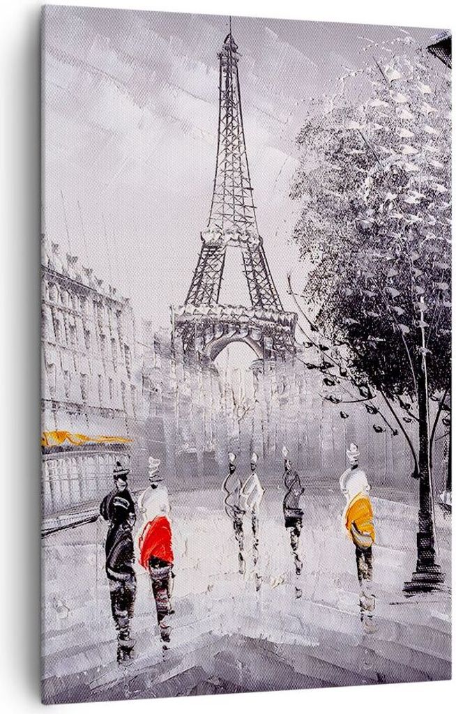 Bild auf Leinwand - Leinwandbild - Einteilig - Architektur Paris Eiffle Frankreich - 80x120cm - Wand Bild - Wandbilder - Leinwanddruck - Wanddekora...