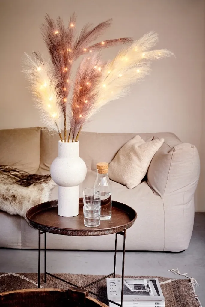 Vase décoratif beige pour herbe de la pampa et fleurs séchées - 38 cm