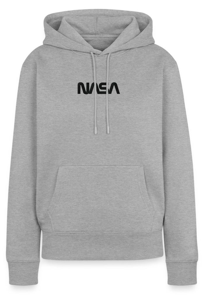Spreadshirt NASA Logo Schwarz Stick Damen Premium Hoodie, M, Grau meliert