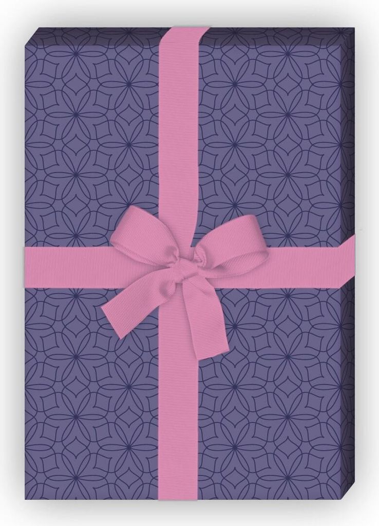 Stern Blumen Geschenkpapier mit orientalisch anmutendem Mosaik, lila - G8275, 32 x 48cm