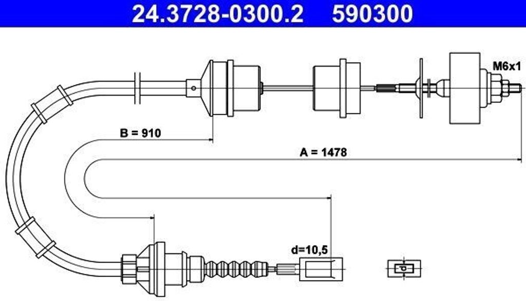ATE 24.3728-0300.2 Seilzug, Kupplungsbetätigung OE 2150Z7 kompatibel mit Jumper, Ducato, Boxer