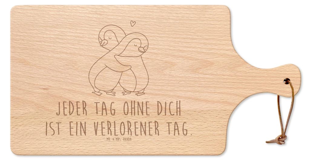 Mr. & Mrs. Panda schneidunterlage Pinguine Kuscheln - Transparent - Geschenk, Mitbringsel, Pizzabrett, Frühstücksbrettchen, für Freundin, schnei...