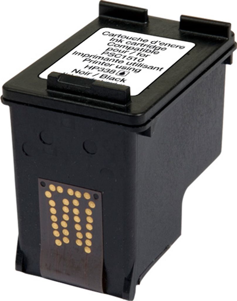 A black ink cartridge is shown against a white background.