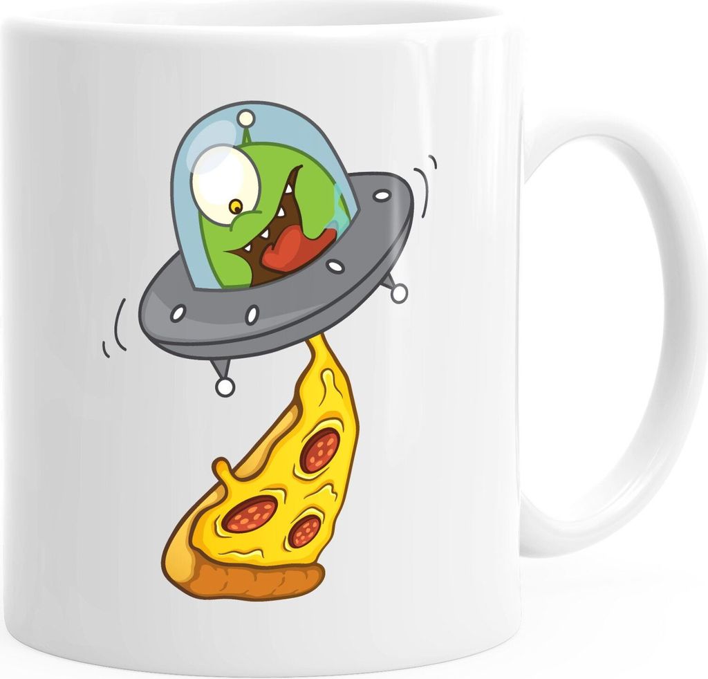 Kaffeetasse Pizza Ufo Alien MoonWorks weiß unisize