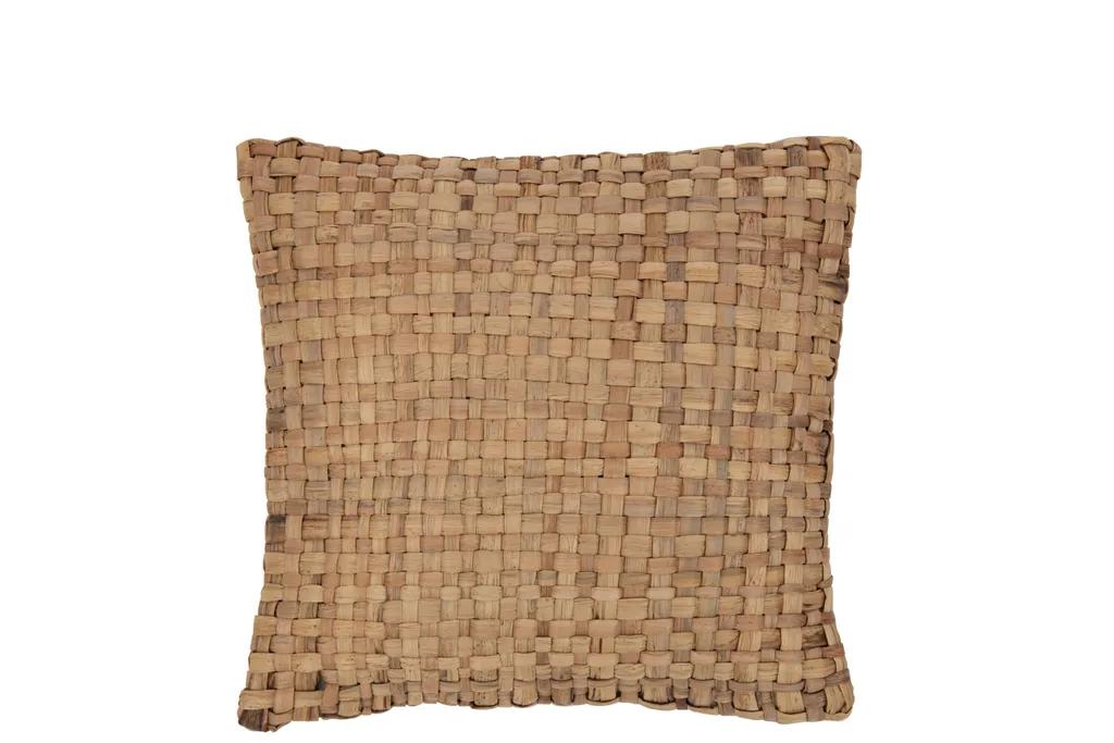 Coussin Carré J-Line Roseau et Textile Naturel Petit Format 45x45x11cm