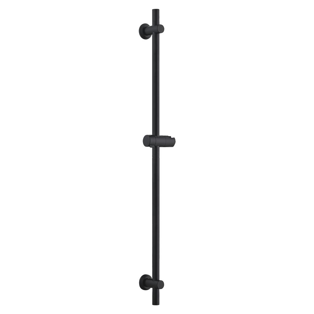 JOHO Edelstahl Duschstange mit Verstellbarer Duschkopfhalterung, Bohrlöcher-kompatible Wandhalterungen, Brausestange 100 cm Schwarz