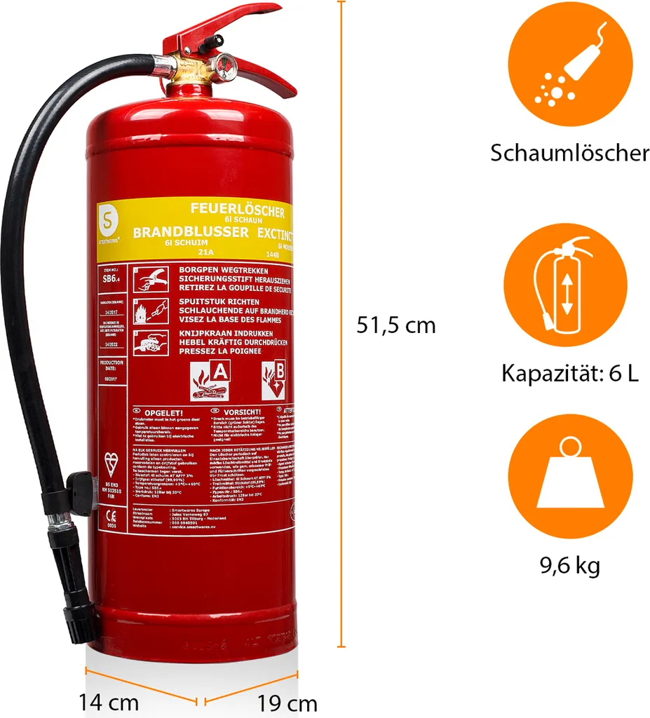 Estintore Smartwares SB6 6L a Schiuma - Prezzo Migliore Online - 9
