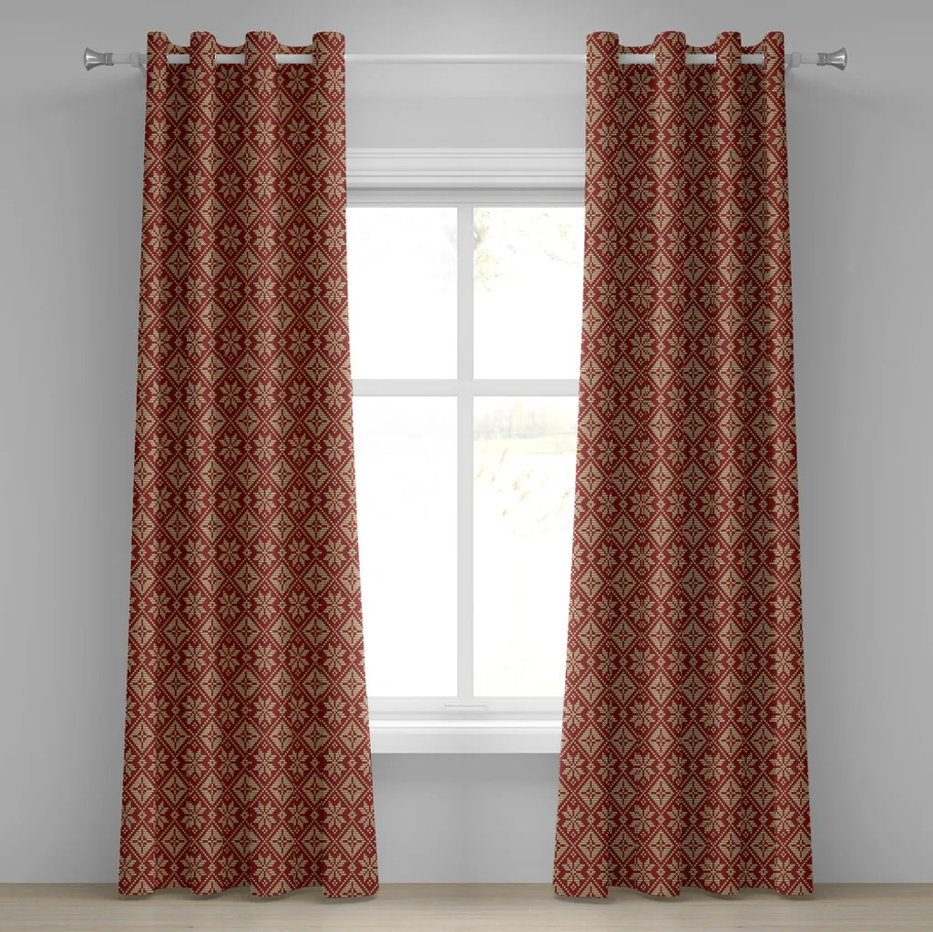 Rideau géométrique à chevrons en zigzag 280x175cm bicolore beige rubis