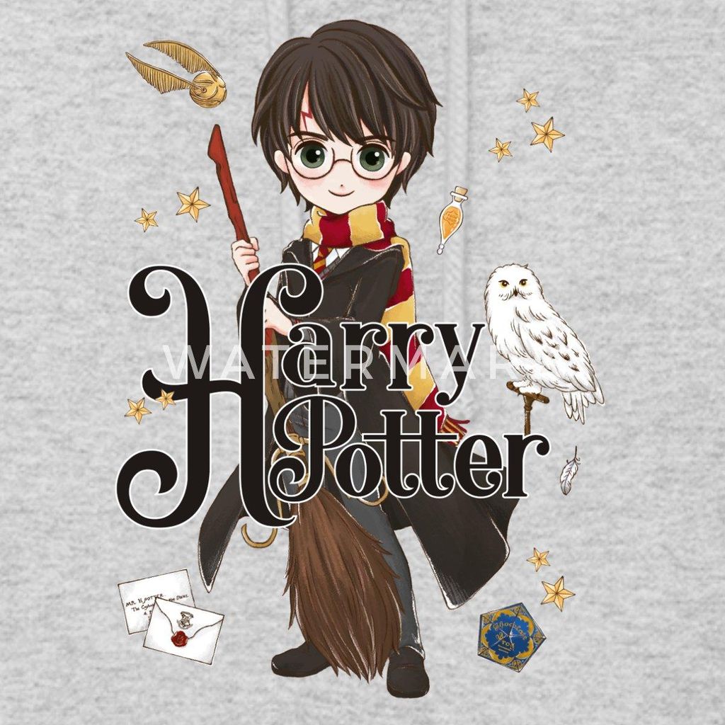 Spreadshirt Harry Potter Elemente Damen Hoodie, M, Hellgrau meliert