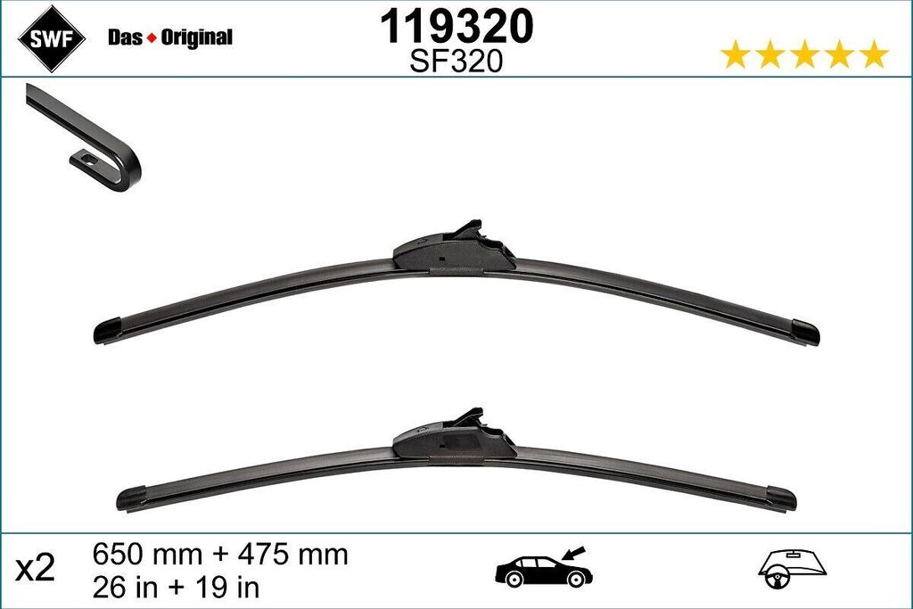 SWF DAS ORIGINAL Scheibenwischer Wischblatt Vorne für NISSAN Qashqai III (J12) Rahmenlos