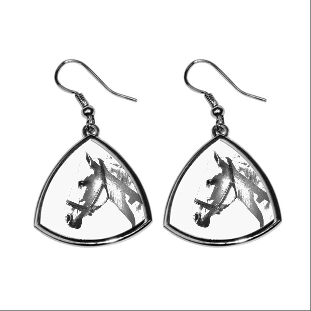 Spanischer Normanne - Pferdeohrringe, hängende Ohrringe mit einem Bild, personalisierter Schmuck mit dem Aufdruck der Marke Art-Dog