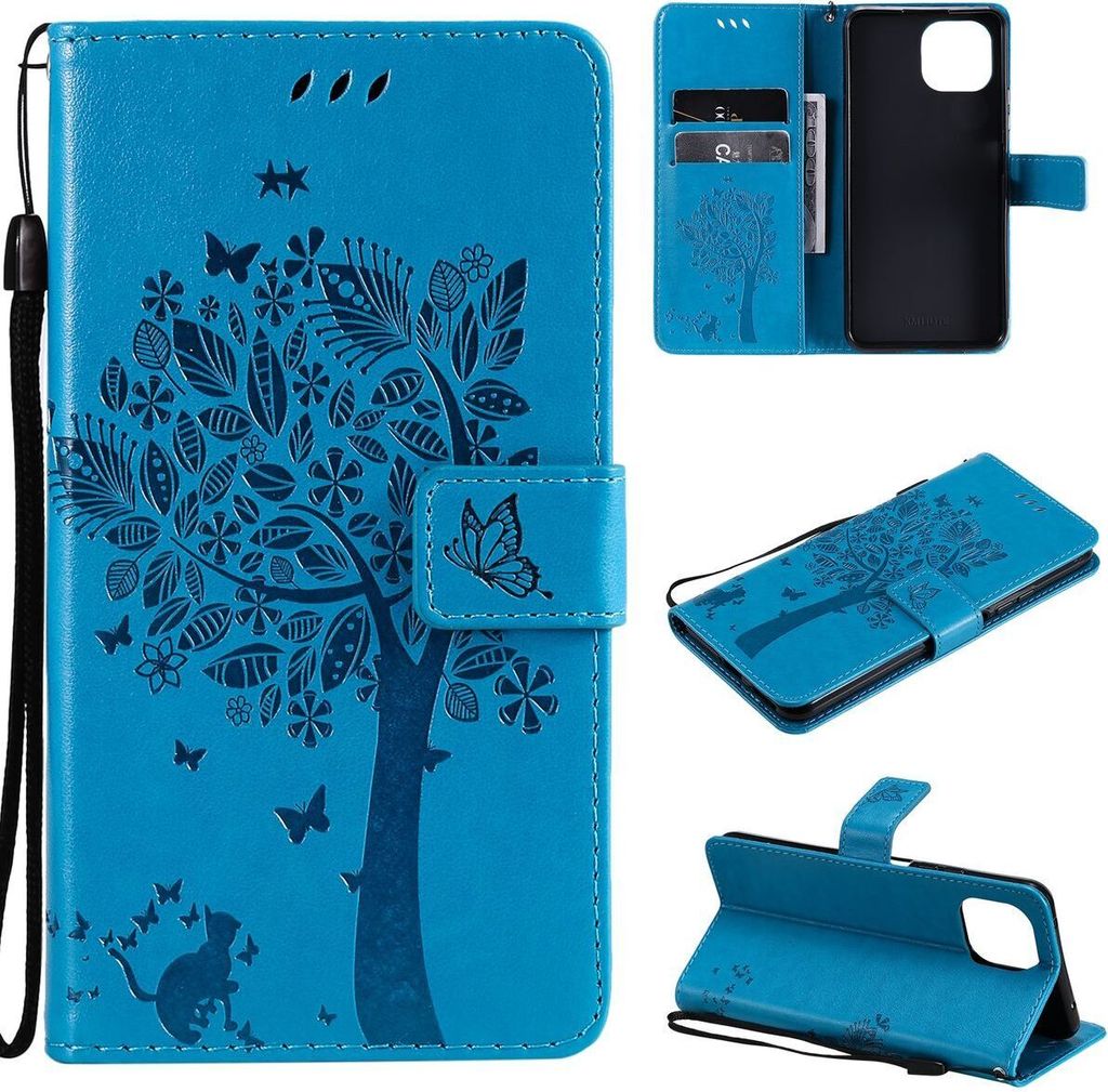 König Design Hülle kompatibel mit Xiaomi Mi 11 Lite Kunstleder Handyhülle - Handy Case Blau