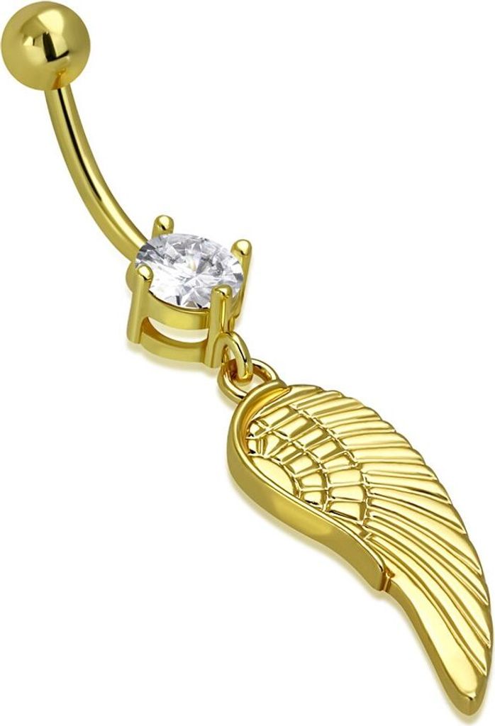 Bauchnabelpiercing Flügel Engelsflügel Anhänger Zirkonia Kristalle Bananabell Chirurgenstahl 316L Edelstahl Autiga gold