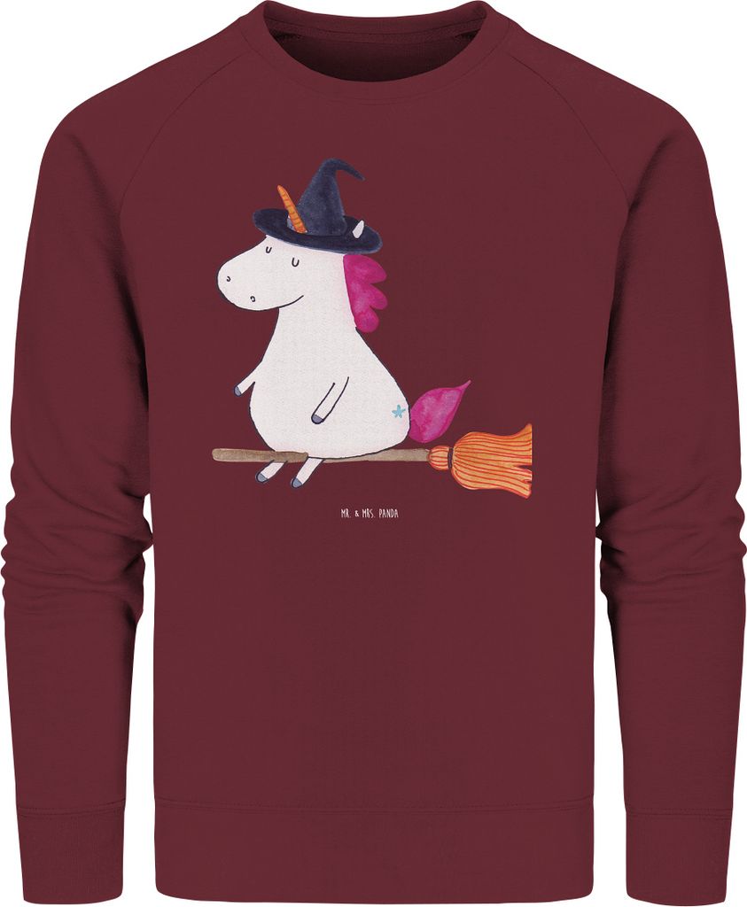 Mr. & Mrs. Panda Organic Sweater Einhorn Hexe Größe XL - Burgundy - Geschenk, Unicorn, Bio Baumwoll Pullover, Ehefrau, Pulli, Teufel, Engel, Swea...
