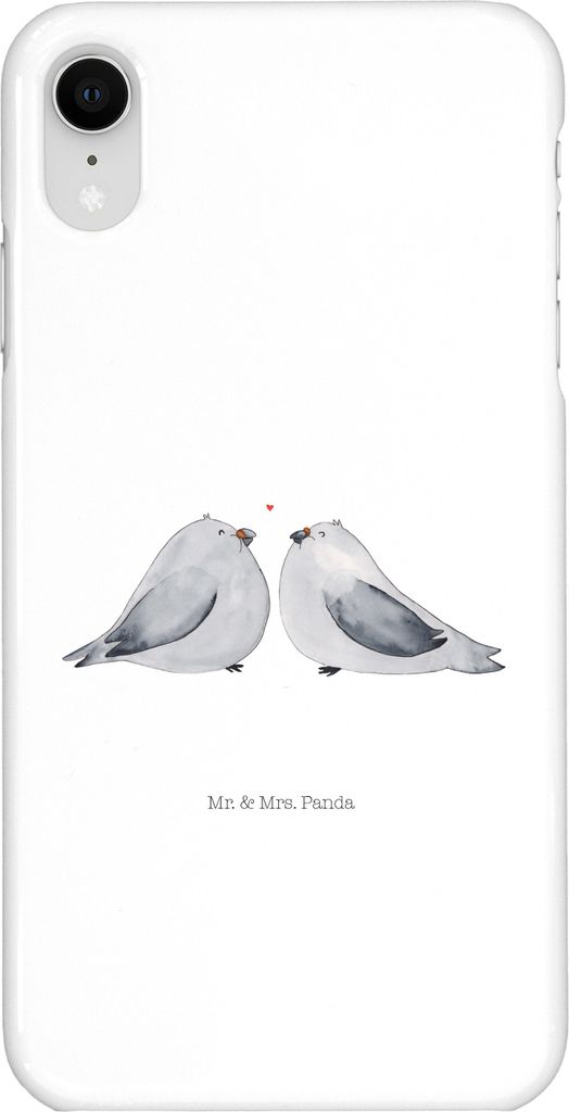 Mr. & Mrs. Panda Iphone XR Handyhülle Turteltauben Liebe - Weiß - Geschenk, Hochzeitstag, Große, Tauben, Freundin, Premium Kunststoff, Handy Case
